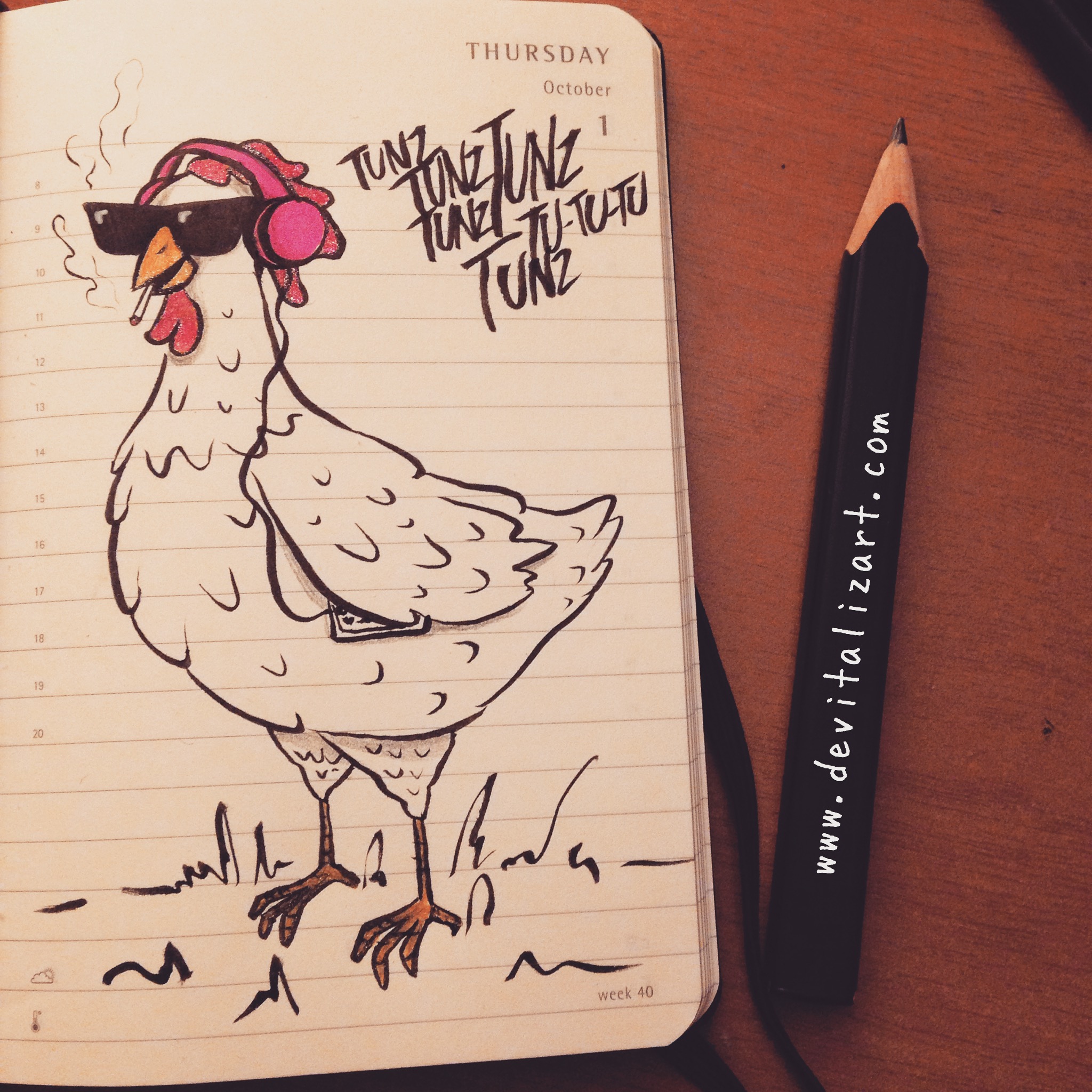 #inktober day 1   Ho sempre pensato che in fondo le galline di campagna, quelle che possono scorrazzare liberamente in giro, fanno una bella vita. Ecco, ora come ora vorrei essere una gallina. (Non che ci manchi molto.)