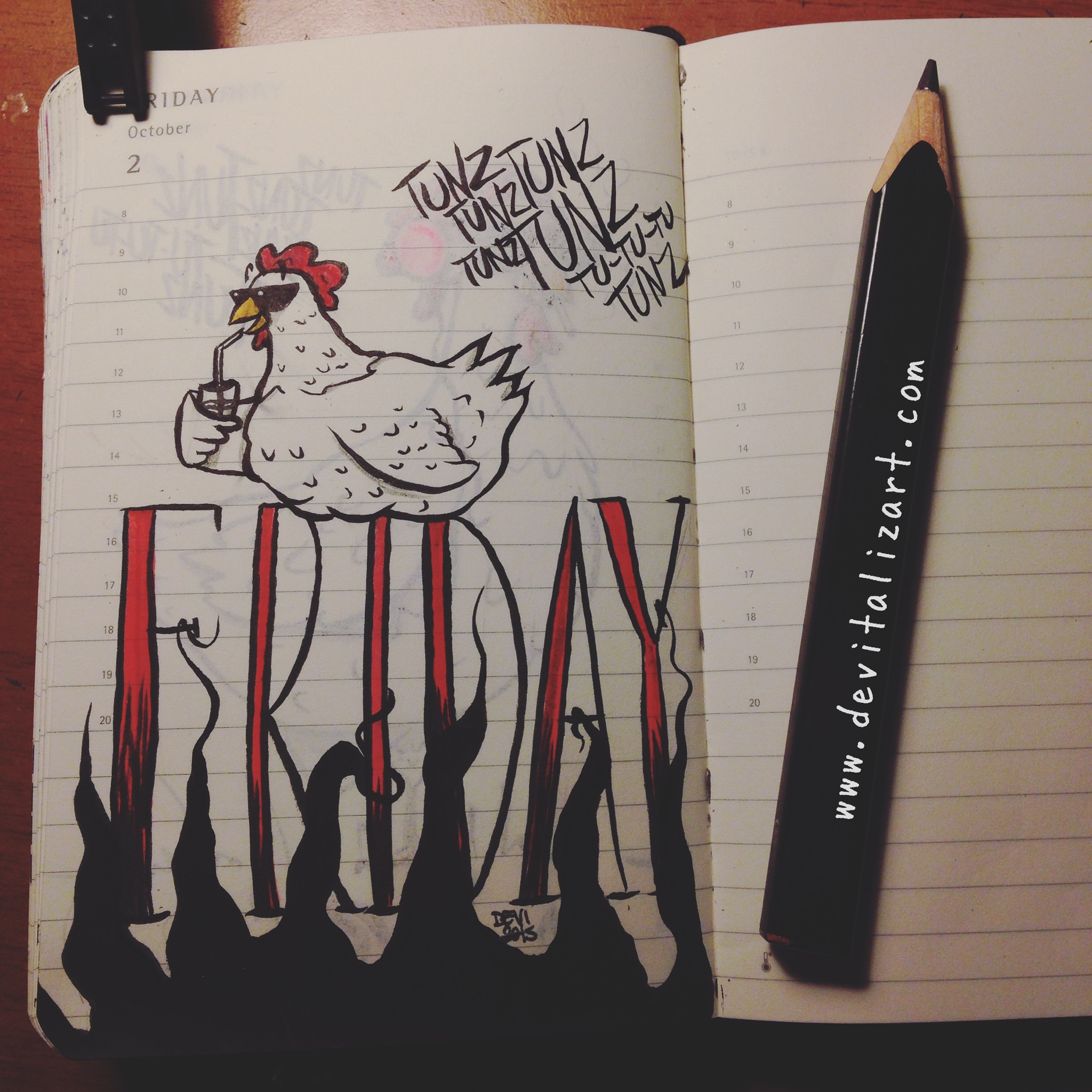 #inktober day 2  (La vita delle galline non è poi così male. Soprattutto di venerdì.)