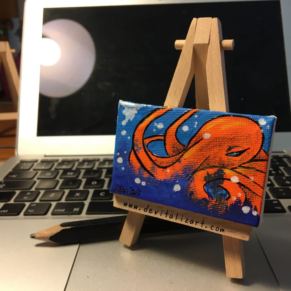 Tiny Cthulu (canvas 8x5cm)